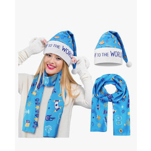 Geyoga 2 Happy Hanukkah Gifts for Women Hanukkah Hat & Scarf Chanukah Costume Accessories Decoration Hanukkah Blue Scarf Funny Santa Hats Christmas