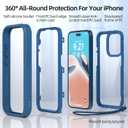 WXR Compatible with iPhone 15 pro case,Soft Silicone Bumper & Crystal Clear Hard PC Back and Hard PC Inner,[Military Grade Drop Protection] 3in1 Heavy Duty Case for iPhone 15 pro 6.1 inch. (Blue)