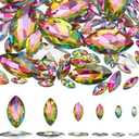 FINGERINSPIRE 94 Pcs Horse Eye Glass Rhinestones 6 Sizes Colorful Pointed Back Rhinestone Marquise Shaped Faceted Gem Stone Crystal Jewelry Embelishment with Plated Back for Craft Decor Jewelry Making