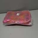 2 x TotePrint TPU Waterproof Red Handbag Iridescent Cosmetic Bag with Comfortable Hand, Clear Makeup Toiletry Carry Pouch Transparent Travel Essential Storage Bag for Vacation Bathroom (Red)