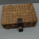 Decorative Box with Lid, Wicker Storage Basket, Water Hyacinth Woven Decorative box for Shelf, Coffee Table, Console Table, Home Decor (Small)