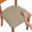 Smiry Velvet Seat Covers for Dining Room Chair Set of 4, Stretch Fit Removable Washable Chair Seat Cushion Protector Slipcovers with Ties, Khaki
