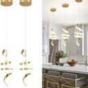 4000K Modern Pendant Light, 15IN Spiral LED Pendant Lights Adjustable Height Black Kitchen Island Fixtures Chandeliers for Dining Room Hanging Lights, 1 Pack (Gold,4000K, Hardwired,2PACKS)
