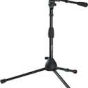Gator Frameworks Short Tripod Base Microphone Stand with Soft Grip Twist Clutch, Boom Arm, and Both 3/8" and 5/8" Adapters (GFW-MIC-2621)