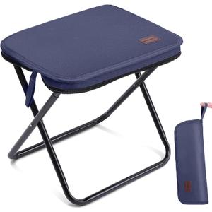 Portable Stool, 13 Inch Small Folding Stool for Adults, Ultralight Blue Camping Stools for Hiking and Fishing, Hold Up to 265 LBS