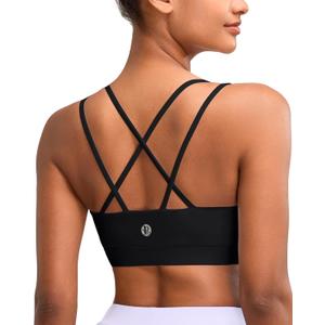 RUNNING GIRL High Impact Sports Bras for Women - Scoop Neck Strappy Sports Bra High Support Moulded Cup Workout Bra (Black, M)