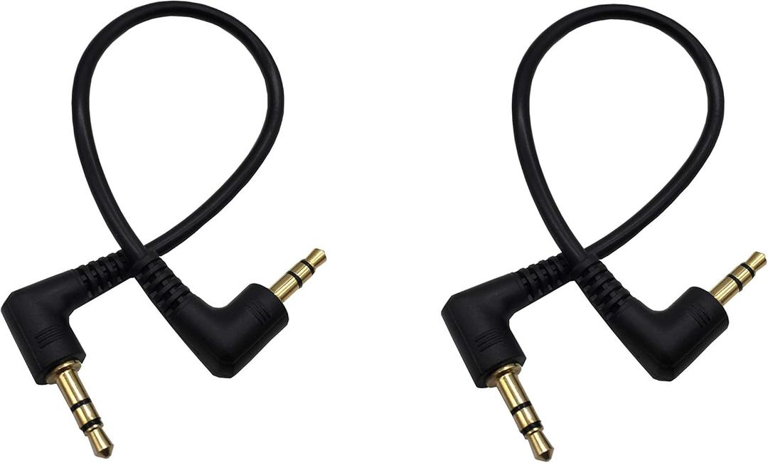 2 x Stereo Audio Cable, 90 Degree Angled 3.5mm 3Pole TRS Male to Male Stereo Audio Extension Cable for Phone Laptops MP3 Table PC and More(2pcs) (3pole M Bend/M Bend)