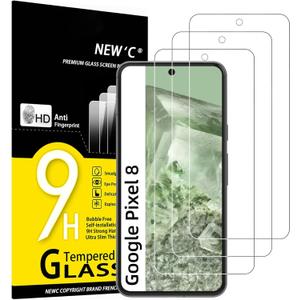 NEW'C 3 Pack Designed for Google Pixel 8 Screen Protector [No for Pixel 8A/8 Pro], Tempered Glass,Case Friendly Scratch-proof, Bubble Free, Ultra Resistant (Transparent)
