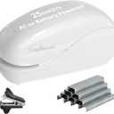 Electric Stapler,Including 2000 Staples and 1 Staple Remover, Suitable for Palm Size and high Comfort25 Sheet Capacity, AC Adapter or Battery PoweredBattery not Included(White)