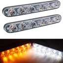 Auto 2PCS Fit 6 LED High Power LED Daytime Running Turn lights Lights Driving Lamp Universal Kit LED Car Fog Light (White turn yellow)
