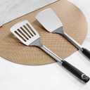 Stainless Steel Spatula Set, 2 Piece Heavy Duty Turner/Metal Spatula, High Heat Resistant Kitchen Cooking Utensils, Ideal Cookware for Frying Steak, Fish, Eggs or Pancakes