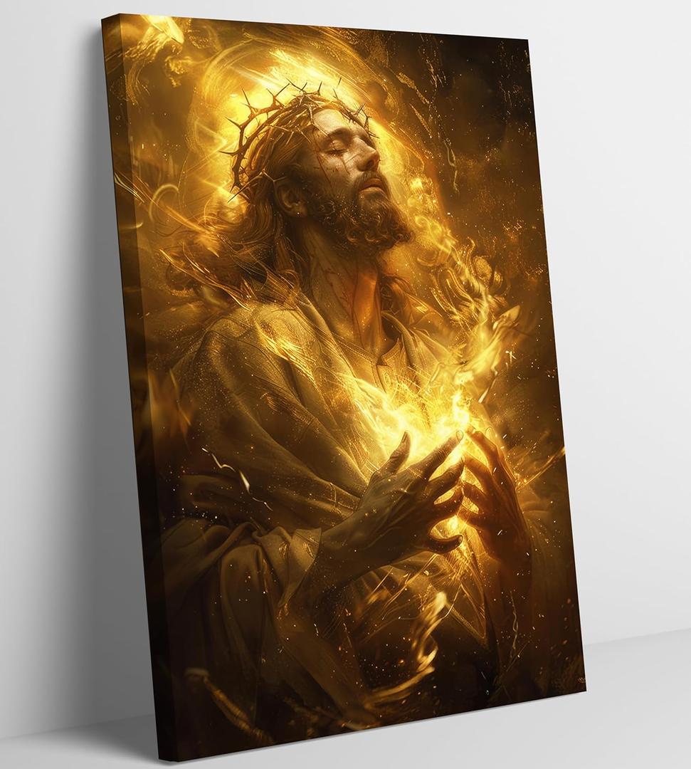Jesus Christ Canvas Wall Art Jesus Portrait Christian Painting Picture Wall Decor God Divine Mercy Poster Print Artwork for Living room bedroom church prayer room Home Decoration (24L" x 16W")