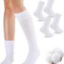 COOVAN Slouch Socks Women 4 Pairs Knee High Scrunch Cotton Soft Knit Cushion Extra Long Socks (Small-Medium)