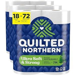 Quilted Northern Ultra Soft & Strong Toilet Paper, 18 Mega Rolls = 72 Regular Rolls, 5X Stronger*, Premium Soft Toilet Tissue
