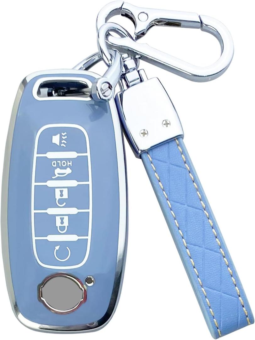 Key Fob Cover Case Compatible with Nissan Pathfinder Rogue Kicks Accessories (Blue)