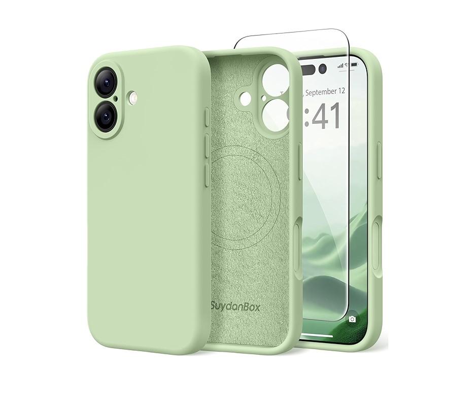 SuydanBox Magnetic for iPhone 17 Case, Compatible with MagSafe, [Full Camera Protection][Screen Protector] Silicone Shockproof Protective Phone Case for iPhone 17 6.3", Alpine Green