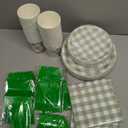 350 Pcs Sage Green Gingham Plates and Napkins Set, Sage Gingham Party Supplies with Paper Plates Napkins Cups Plastic Spoons Forks Knives for Wedding Picnic Baby Shower Decorations