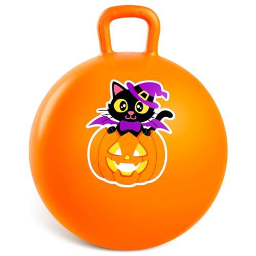 PlayZap Hopper Balls for Kids 3-8, Orange 18 Inches Bouncy Ball with Handle, Inflatable Bouncing Jumping, Hippity Hop Toys Girls Boys Gifts