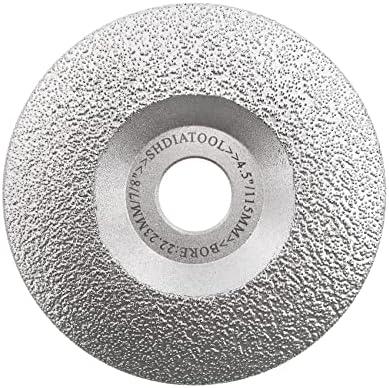 SHDIATOOL Diamond Grinding Cup Wheel 4-1/2 Inch for Granite Marble Iron Steel Masonry Convex Vacuum Brazed Grinding Disc Fits 7/8 Inch Arbor 115mm