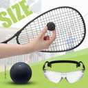 Seenelling 2 Pack Beginner Squash Racquet Set Includes 2 Racquets with Racket Bags 2 Anti-Fog Goggles with Cases, and 2 Blue Dot Squash Balls for Beginners Training Recreational Play