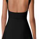 QINSEN Womens Open Back Tennis Dress Sleeveless Built in Shorts Golf Athletic Dress with Pockets (Black, XL)