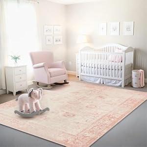 Istana 8x10 Area Rug - Pink 8x10 Rugs for Living Room - Foldable Rugs for Bedroom - Stain Resistant Washable Rug - Eco-Friendly Area Rugs - Easy to Clean Living Room Rug