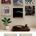 VOL-KI 4-Pack Vinyl Record Shelf Wall Mount  Solid NZ Pine Wood Floating Vinyl Display Shelf & Record Holder, Includes Now Playing Display, Marking Strip & Mini Level (Rich Walnut)