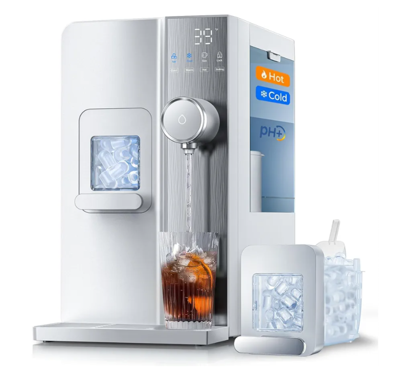 Ice Maker Water Filter Dispenser, 3 in1 Countertop Instant Hot & Cold Water -7 Stage Purification with Remineralization 7 Temperature & 5 Dispensing Volume Options Portable No Installation.