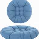 Extra Large Floor Cushion Seating Round Floor Pillow Papasan Swing Cushion for Adults Oversized Playroom Pillows Reading Nook Big Pillow for Sitting Yoga Living Room Sofa (Lake Blue, Classic), 35 inches , 5 inches