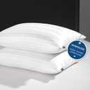 downluxe Goose Down Pillows - Hotel Collection Feather Pillows Set of 2 for Back, Stomach or Side Sleepers, King Size (20"x36") (King (Pack of 2), Classic Horizontal Stripes)