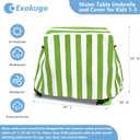 Kids Water Table Umbrella and Cover, Heavy-Duty 600D Waterproof Anti-UV Dustproof Water Table Cover with Umbrella, Compatible with Step2 Rain Showers Splash Pond Water Table, Green