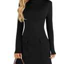 winkbay Women's Mock Neck Long Sleeve Dress Elegant A Line Mini Cocktail Party Dresses Business Casual Outfits Black Small (Black, S)