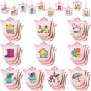 30 Pcs Spring Flower Wooden Ornaments 4 Inch Tulip Easter Tree Decoration Floral Hanging Wood Tulip Cutout Pastel Spring Decor for Home Small Tree Party Decoration