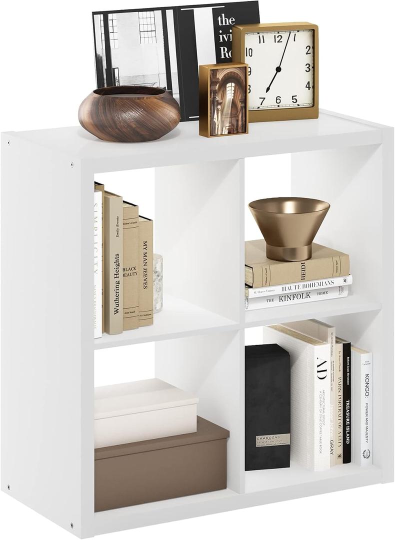 Furinno Cubicle Open Back Decorative Cube Storage Organizer, 4-Cube, White, 4-cube,1.2in
