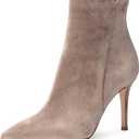 JANSEVEN Women's Heeled Ankle Boots Stiletto High Heel Booties Pointed Toe Comfortable Sexy Classic Short Boots (Beige, 6)