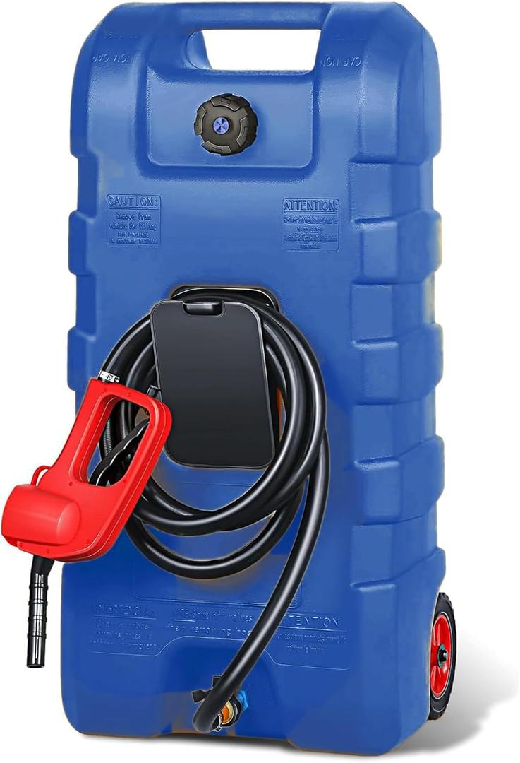 Portable Gas Fuel Tank 15 Gallon w/Casters,Portable Fuel Tank with Fluid Transfer Siphon Pump&10Ft Delivery Hose,Diesel Storage Can on-Wheels for Cars, Lawn Mowers,Boats,Container Caddy Can Portable Gas Fuel Tank 15 Gallon w/Casters,Portable Fuel Tank with Fluid Transfer Siphon Pump&10Ft Delivery Hose,Diesel Storage Can on-Wheels for Cars, Lawn Mowers,Boats,Container Caddy Can