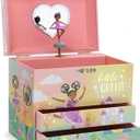 Jewelkeeper Jewelry Box for Girls - 2-Drawer Music Box with Little Queen Ballerina Dancing to Swan Lake, Cute Pink Design, Keepsake Storage for Treasured Accessories - 6.75 x 5.25 x 6 inches