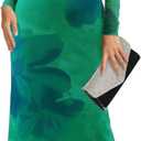 Dressystar Womens Long Sleeve Maxi Cocktail Dress 2025 Fall Ruched Floral Print Bodycon Mesh Formal Wedding Guest Dresses (XX-Large, Green Blue Flower)