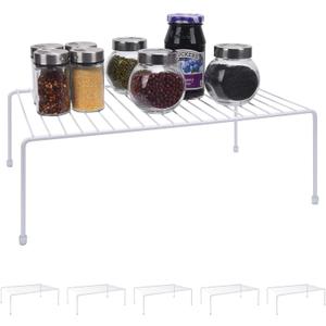 JBESUHI Large (16.1 x 10.2 Inch) Cabinet Storage Shelf Rack, ShelvesKitchen Counter and Cabinet Shelf, Storage Rack Organizer for Kitchen, Fridge, Cabinet, Bathroom Cupboard (White, 6)