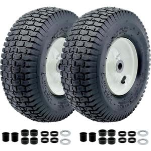 2-Pack 13x5.00-6 Front Tire and Wheel Assembly For Riding Lawnmower with 3"-6"Centered Hub,3/4'' or 5/8''Sintered iron Bushing.Turf Tread. (13 x 5.00-6 Tube Type,Turf Tread)
