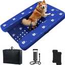 Inflatable Dock Platform, Dog Boat Ramp Floating Non-Slip Oxford and PVC with Lagre Water Ramp for Dogs Pool, Dock, Lake with Traction Rope, Manual Air Pump (4.7ft x 3.1ft x 6in) L03