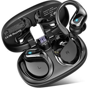 Wireless Earbuds, 75Hrs Bluetooth 5.4 Headphones Sport, Bluetooth Earbuds with ENC Noise Canceling Mic, Bass Stereo Wireless Earphones, IP7 Waterproof Over Ear Buds with Earhooks for Running/Workout