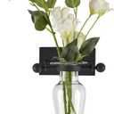Danya B Decorative Wall Mount Amphora Glass Flower Vase on Iron Sconce with Finials Clear Glass, Vase Wall Dcor for Indoor or Outdoor Patio and Garden Decor