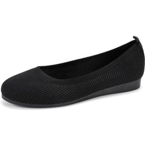 Womens Ballet Flats Slip On Knit Pumps Ballerina Round Toe Solid Color Ballet Shoes Ladies Casual Daily Comfortable Work Dress Shoes Lightweight Walking Sandals, Size US 2 Little Kid