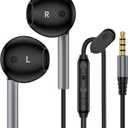 Wired Earbuds Headphones Earphones for Samsung A15 A14 A13 A25 A23 S10 S9 S8 iPhone 6 5, Wired Earbuds with Microphone 3.5mm AUX Jack Gaming Ear Buds for iPad Laptop Computer Android School Switch MP3 (Black)