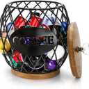 Coffee Pod Holder with Lid, Large Capacity K Cup Storage Basket, Black Wire Coffee Pod Basket Decor for Countertop, Round Coffees Holder for Keurig Kcups, Espresso Capsules, Christmas Gift