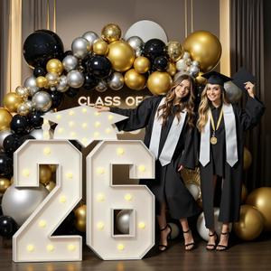 3FT Graduation Numbers 2026, 26 Numbers for Graduation Party Decorations with Yellow Lights