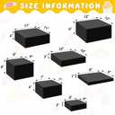 Leinuosen 7 Pcs Large Buffet Risers Set 6" to 12" Acrylic Display Box Catering Dessert Table Riser Food Display Decorative Stand with Hollow Bottom for Catering Supplies(Black, Square)