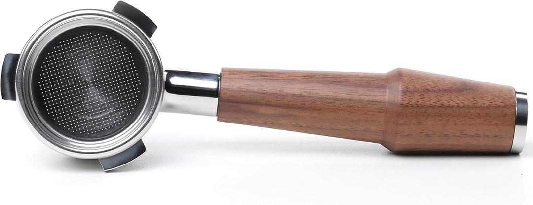 54mm Bottomless Portafilter V2 with Upgraded American Walnut Handle - Compatible with Breville Barista Express, Pro, Touch, Bambino, Plus, Infuser, Duo Temp Pro- Includes 18-21g Filter Basket