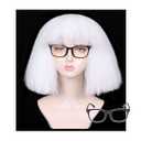 ColorGround Short White Cosplay Wig with Glasses for Halloween